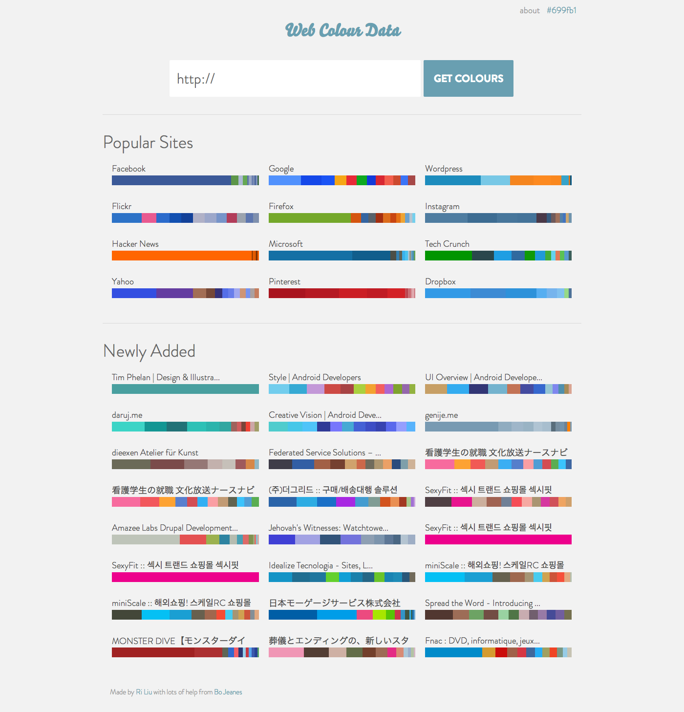 Web Colour Data
